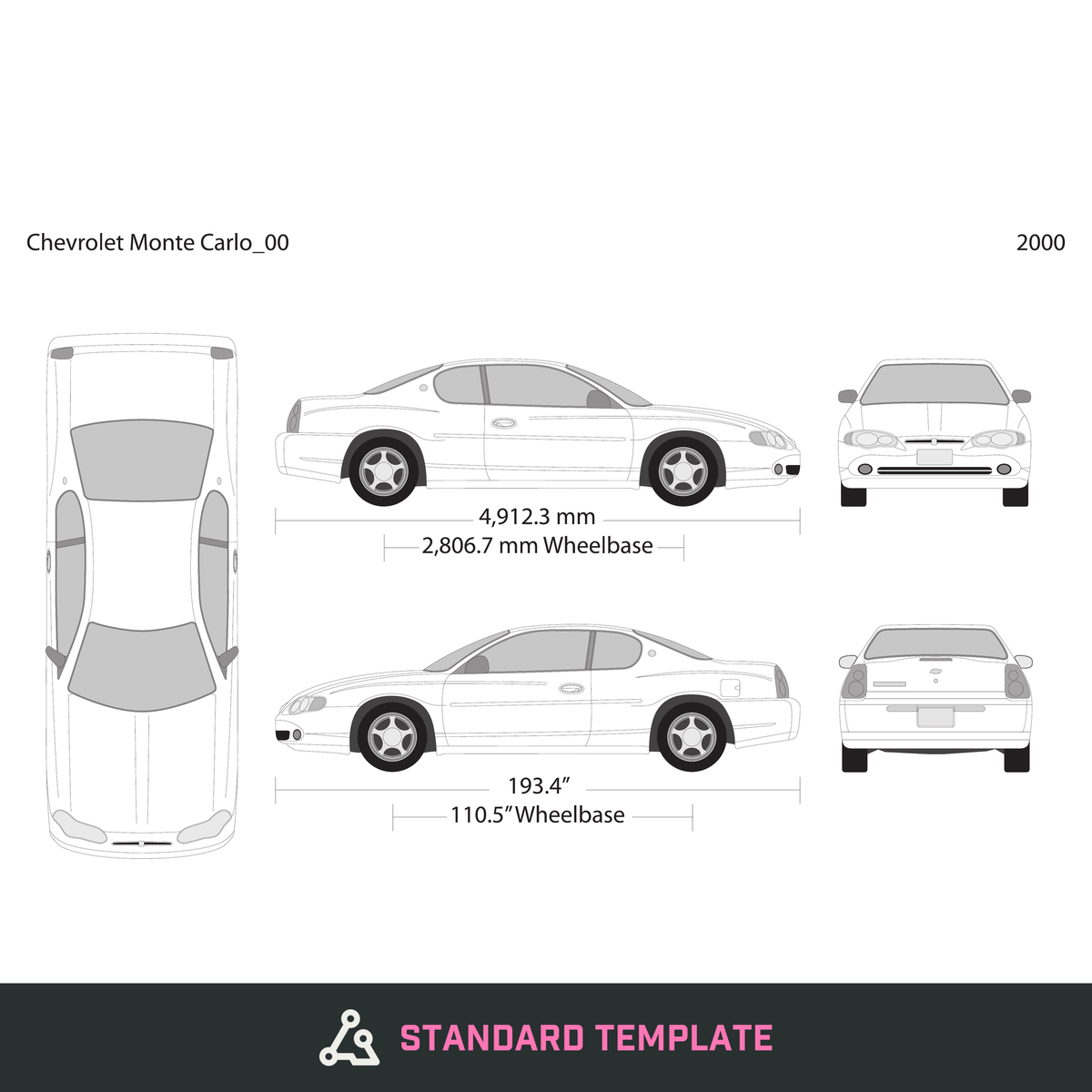 2000 Chevy Montcarl vector wrap template, Design-Ready PDF - GravBase