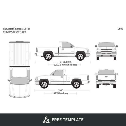 2000 Chevy Silverado 1500 free vector vehicle wrap template - GravBase