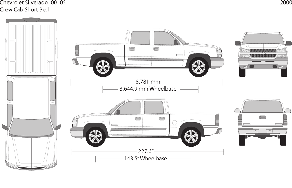 2000 Chevy Silverado 1500 vector wrap template V05, Design-Ready PDF - GravBase