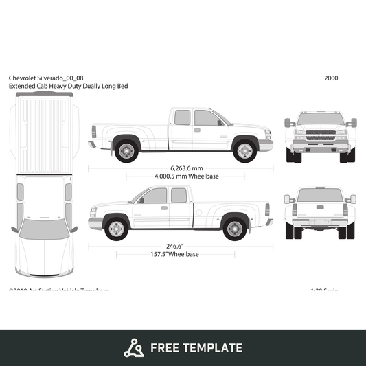 2000 Chevy Silverado 2500-3500 HD free vector vehicle wrap template - GravBase
