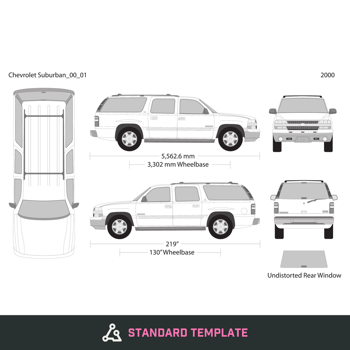 2000 Chevy Suburban vector wrap template V01, Design-Ready PDF - GravBase