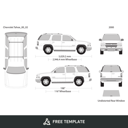 2000 Chevy Tahoe free vector vehicle wrap template - GravBase