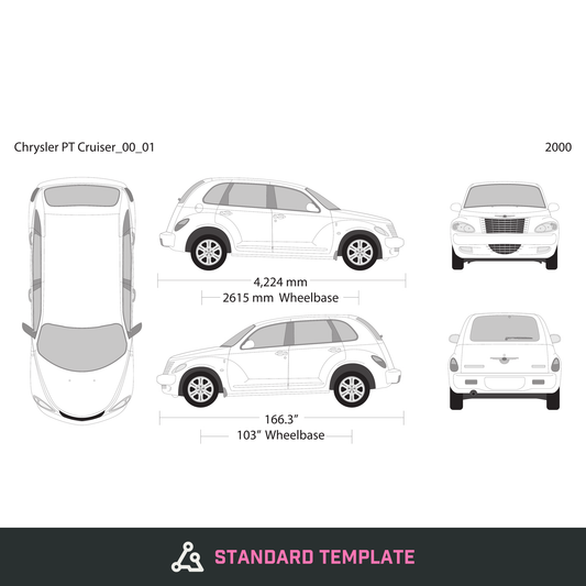 2000 Chrysler PT Cruiser vector wrap template, Design-Ready PDF - GravBase