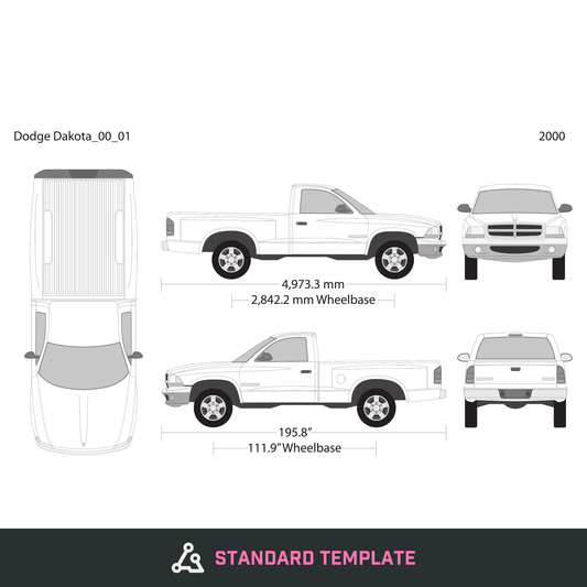 2000 Dodge Dakota vector wrap template V01, Design-Ready PDF - GravBase