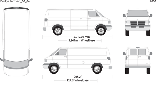 2000 Dodge Ram Van V04 Vehicle Wrap Template