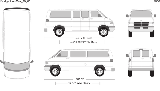 2000 Dodge Ram Van vector wrap template V06, Design-Ready PDF - GravBase