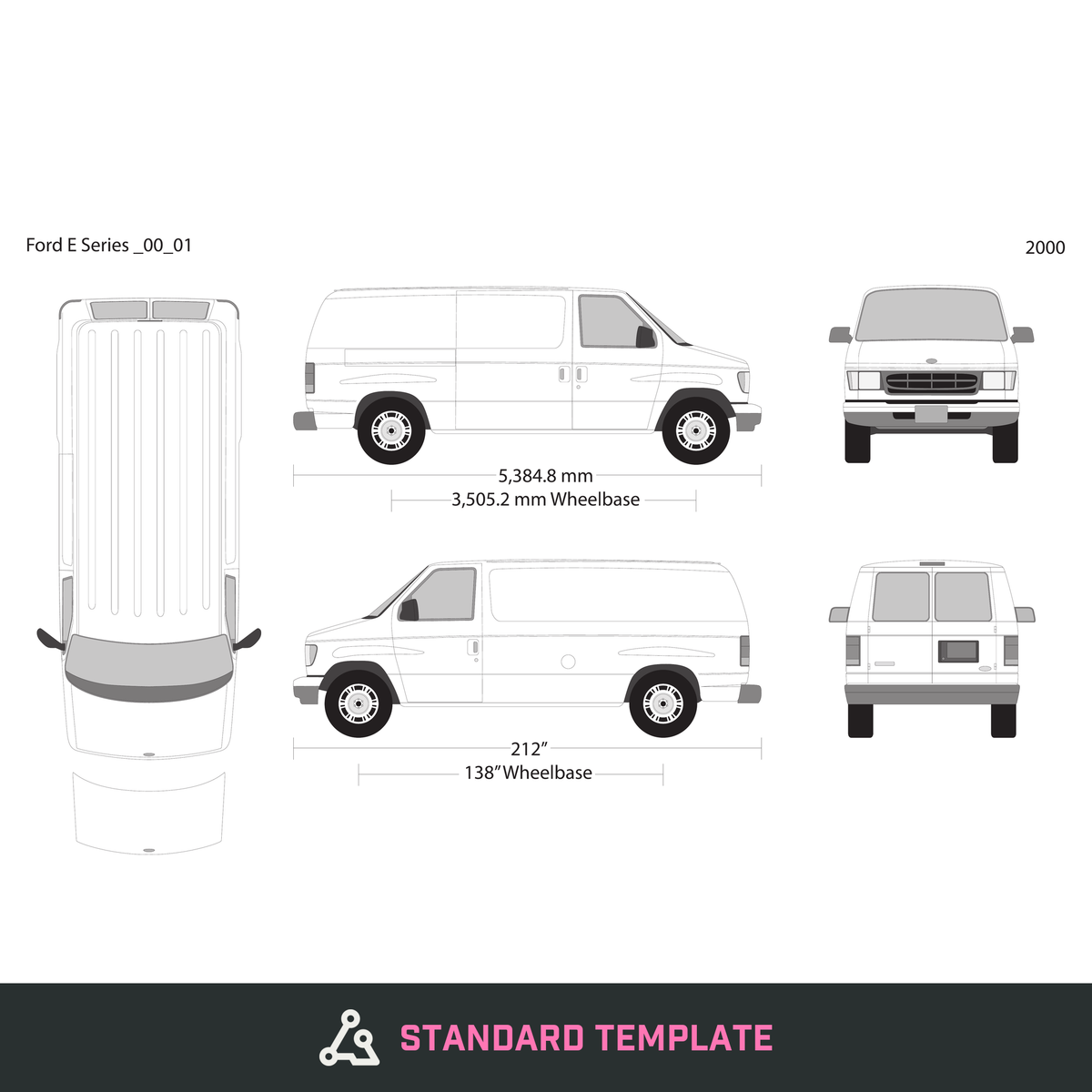 2000 Ford E Series vector wrap template V01, Design-Ready PDF - GravBase