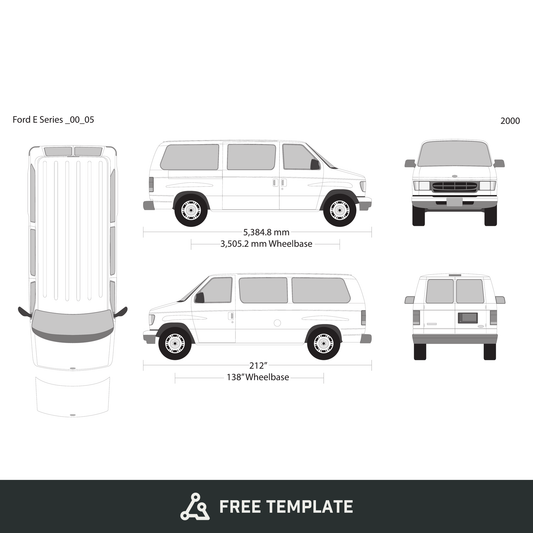 2000 Ford E Series free vector vehicle wrap template - GravBase