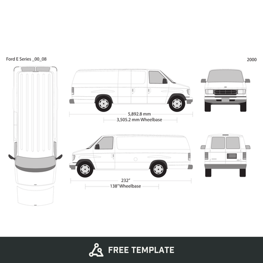2000 Ford E Series free vector vehicle wrap template - GravBase