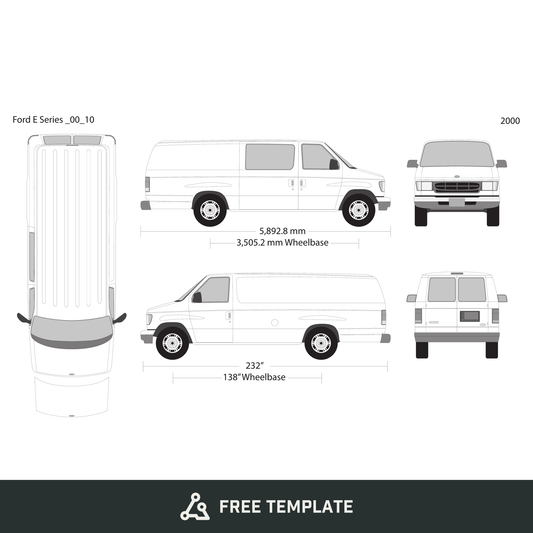 2000 Ford E Series free vector vehicle wrap template - GravBase