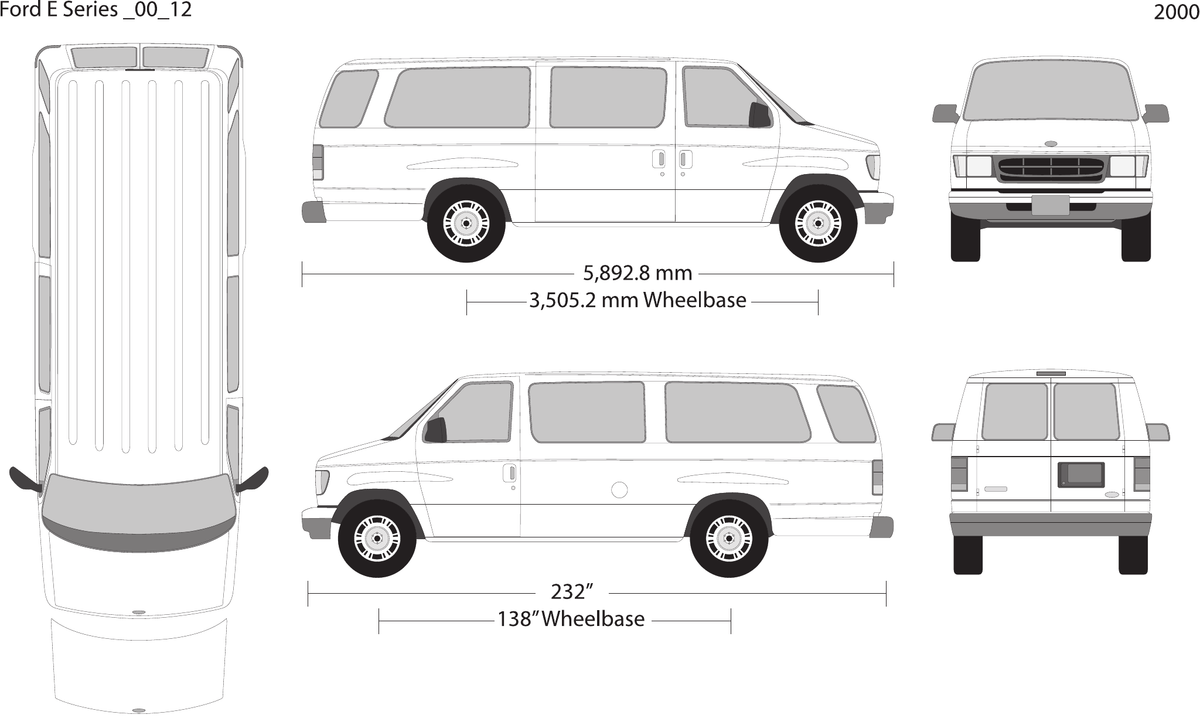 2000 Ford E Series vector wrap template V12, Design-Ready PDF - GravBase