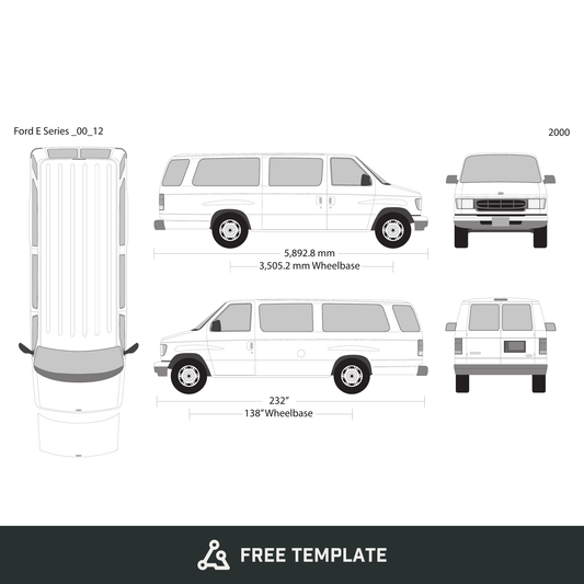 2000 Ford E Series free vector vehicle wrap template - GravBase