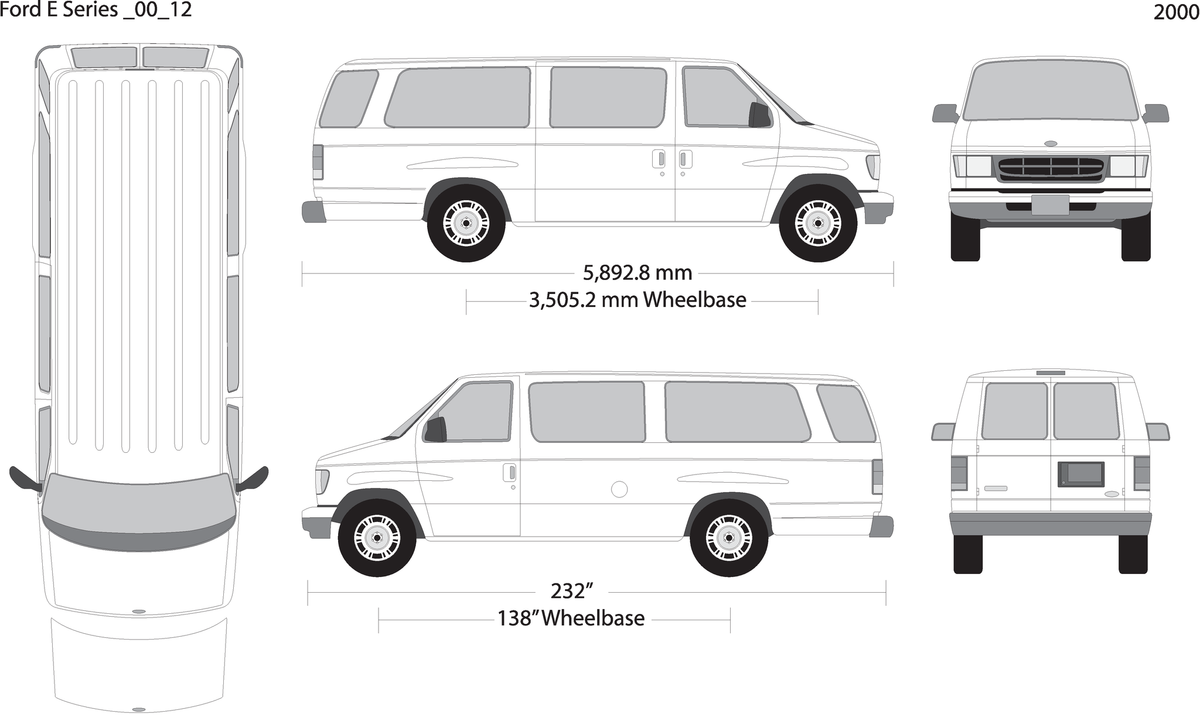 2000 Ford E Series V12 Vehicle Wrap Template