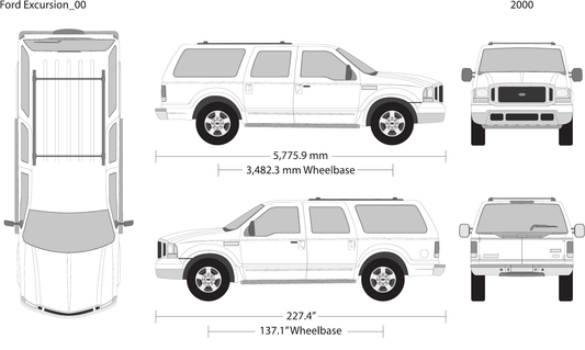 2000 Ford Excursion vector wrap template, Design-Ready PDF - GravBase