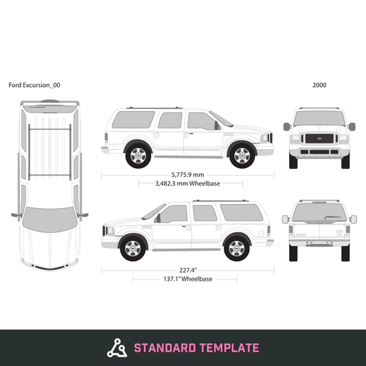 2000 Ford Excursion vector wrap template, Design-Ready PDF - GravBase