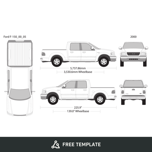 2000 Ford F-150 free vector vehicle wrap template - GravBase