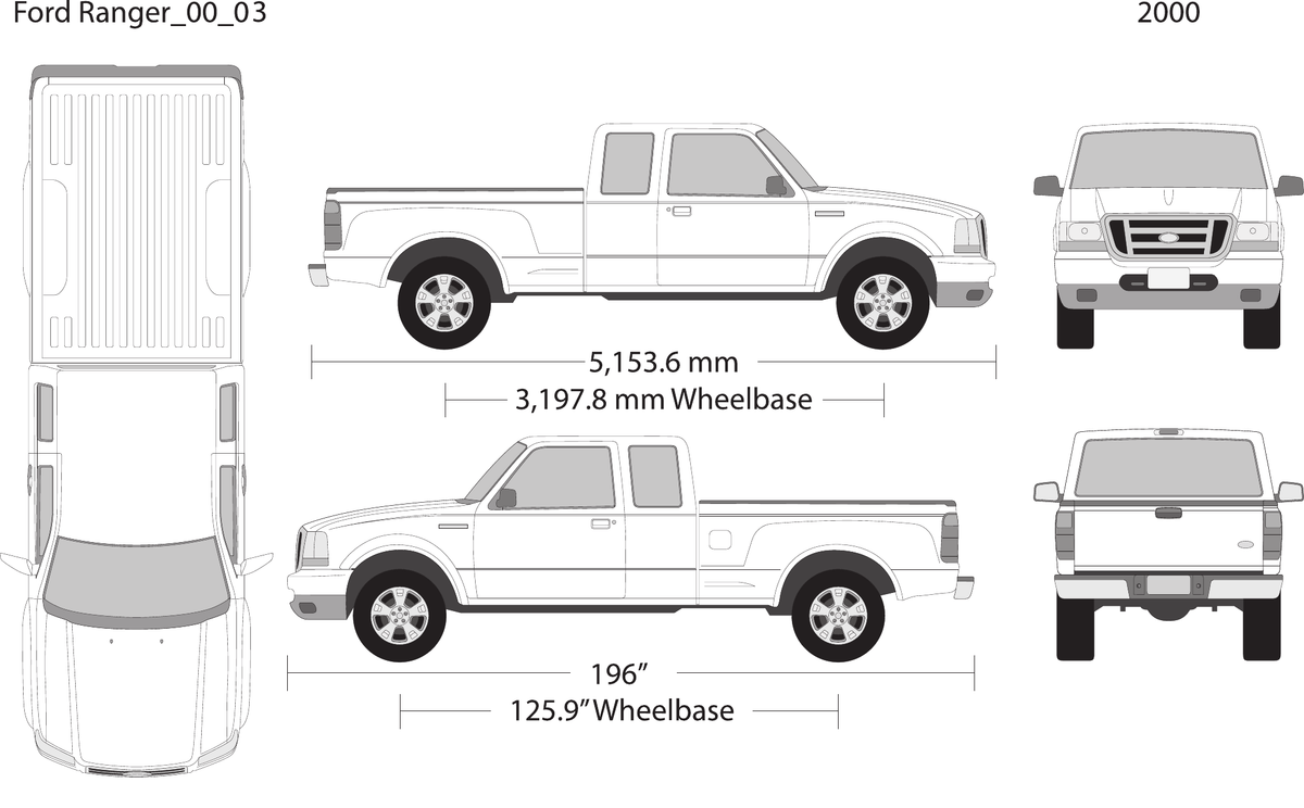 2000 Ford Ranger vector wrap template V03, Design-Ready PDF - GravBase