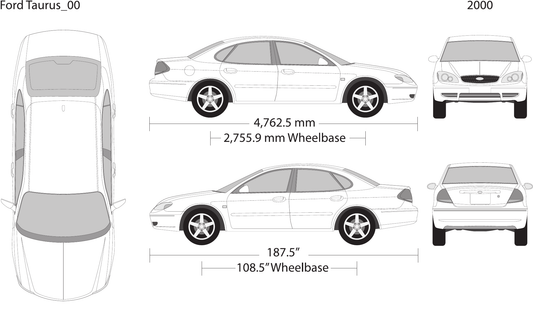 2000 Ford Taurus Vector Wrap Template - GravBase