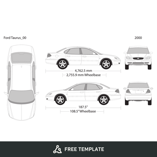2000 Ford Taurus free vector vehicle wrap template - GravBase
