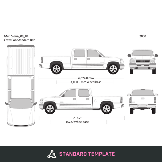 2000 GMC Sierra 1500 vector wrap template V04, Design-Ready PDF - GravBase