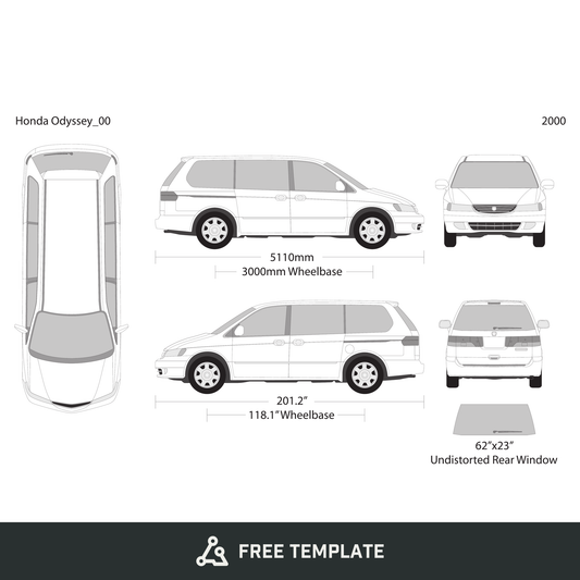 2000 Honda Odyssey free vector vehicle wrap template - GravBase