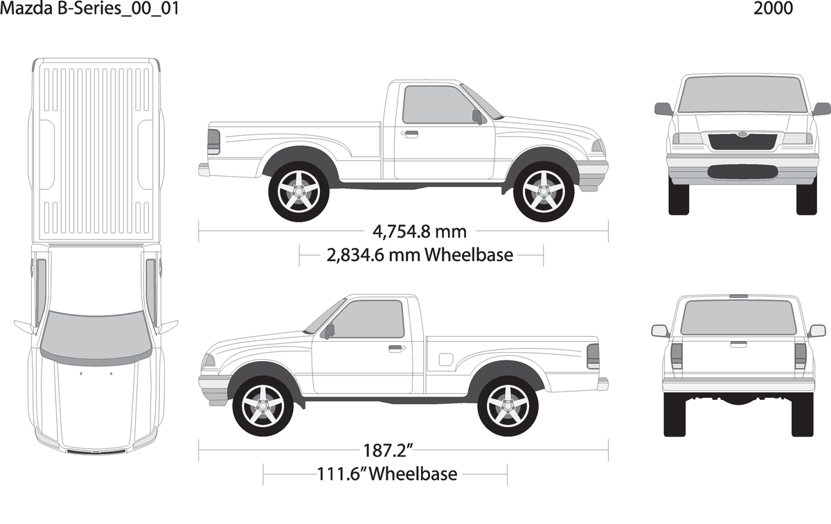 2000 Mazda B Series V01 Vehicle Wrap Template
