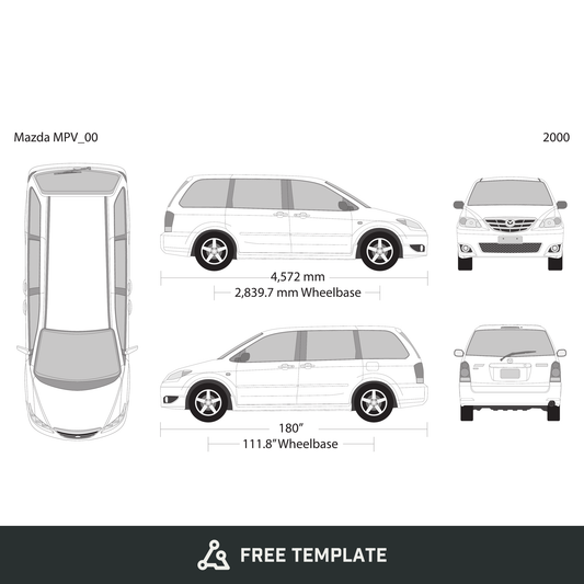 2000 Mazda MPV free vector vehicle wrap template - GravBase