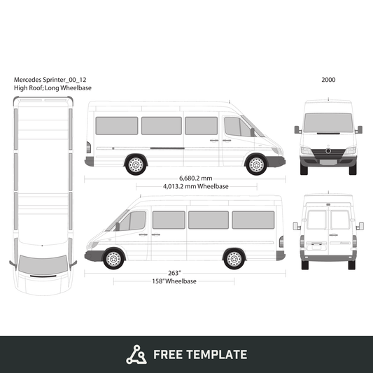 2000 Mercedes Sprinter free vector vehicle wrap template - GravBase