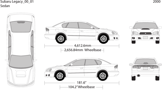 2000 Subaru Legacy Vector Wrap Template - GravBase