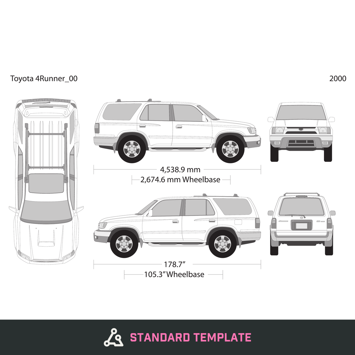 2000 Toyota 4 Runner vector wrap template, Design-Ready PDF - GravBase