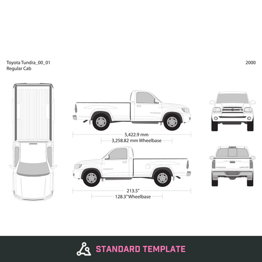 2000 Toyota Tundra vector wrap template V01, Design-Ready PDF - GravBase