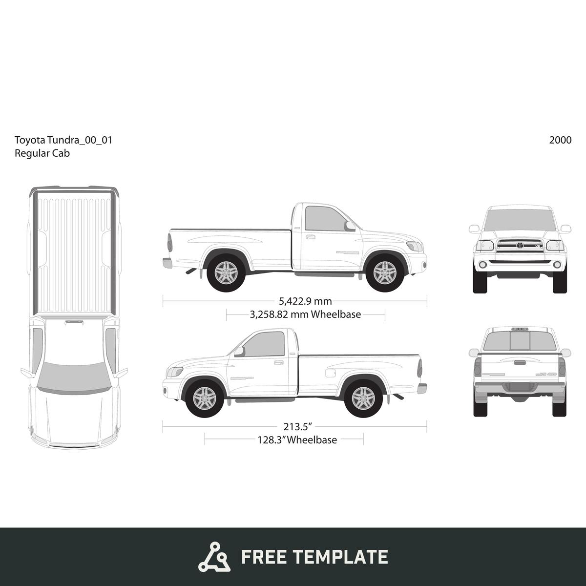 2000 Toyota Tundra free vector vehicle wrap template - GravBase