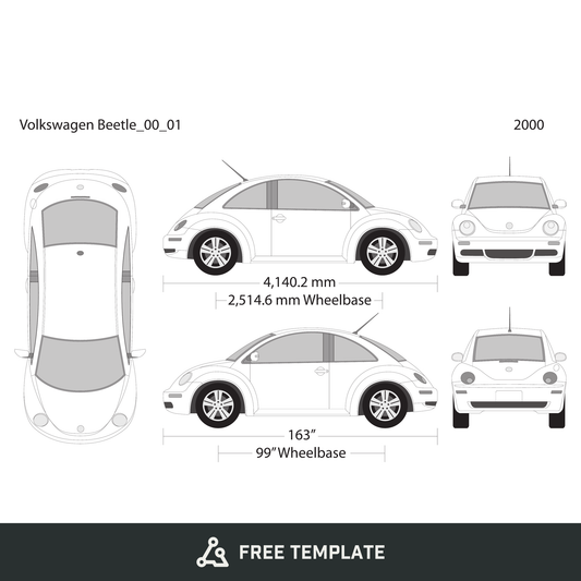 2000 Volkswagen Beetle free vector vehicle wrap template - GravBase