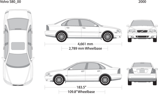 2000 Volvo Volvo S80 V00 Vehicle Wrap Template