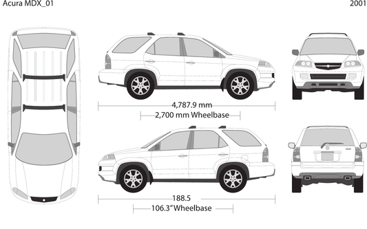 2001 Acura MDX vector wrap template, Design-Ready PDF - GravBase