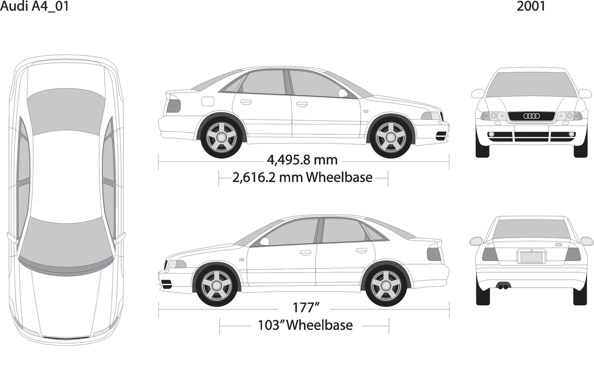 2001 Audi A4 V01 Vehicle Wrap Template