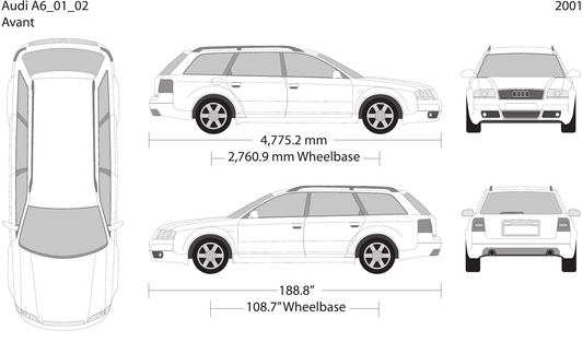 2001 Audi A6 vector wrap template V02, Design-Ready PDF - GravBase