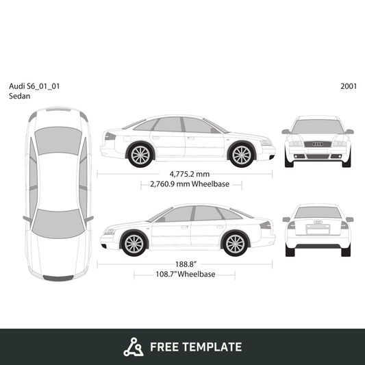 2001 Audi S6 free vector vehicle wrap template - GravBase