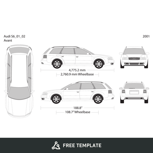 2001 Audi S6 free vector vehicle wrap template - GravBase