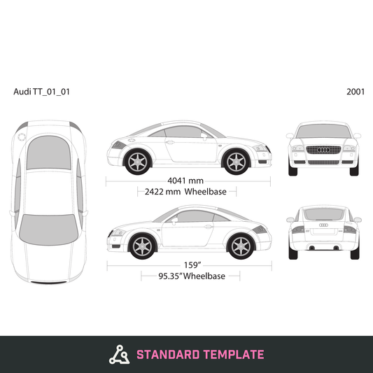 2001 Audi TT vector wrap template, Design-Ready PDF - GravBase