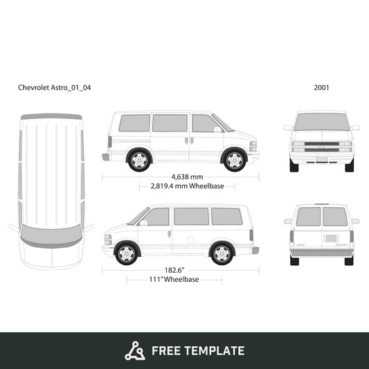 2001 Chevy Astro free vector vehicle wrap template - GravBase
