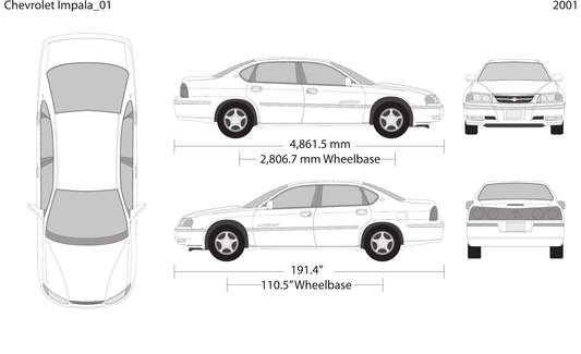 2001 Chevy Impala vector wrap template, Design-Ready PDF - GravBase