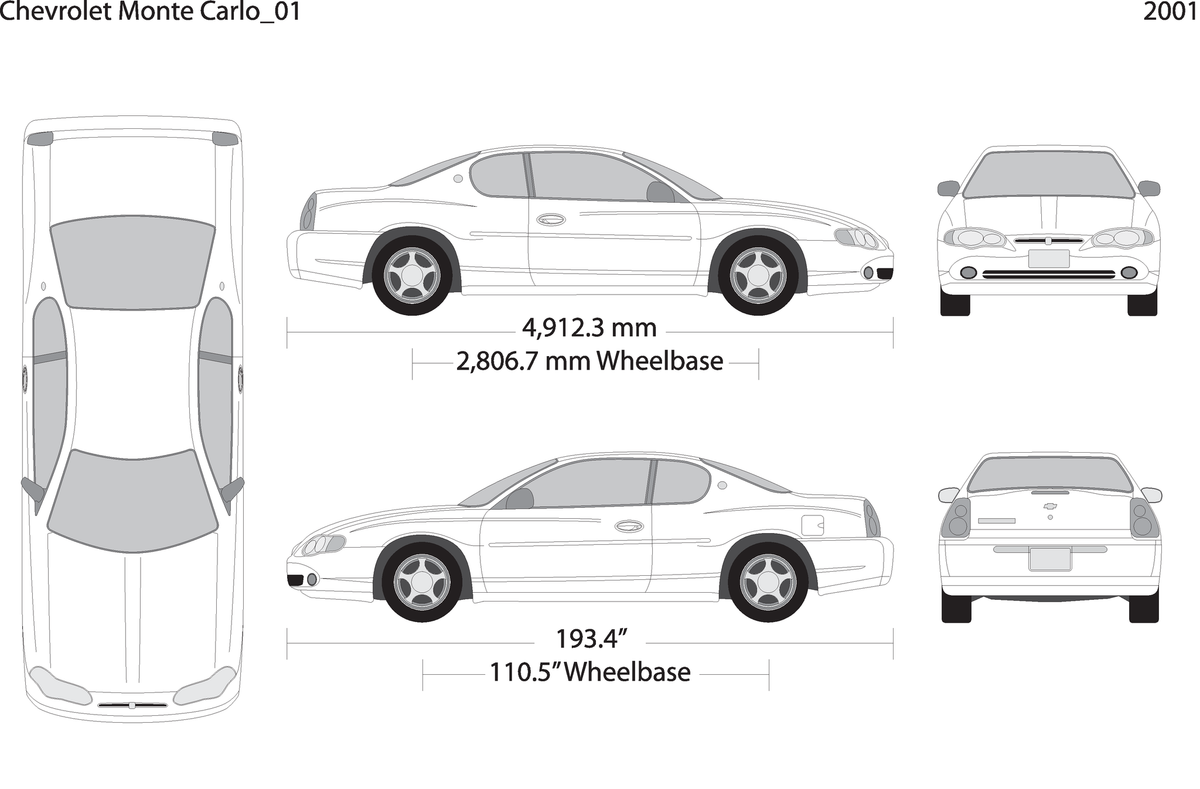 2001 Chevy Montcarl V01 Vehicle Wrap Template