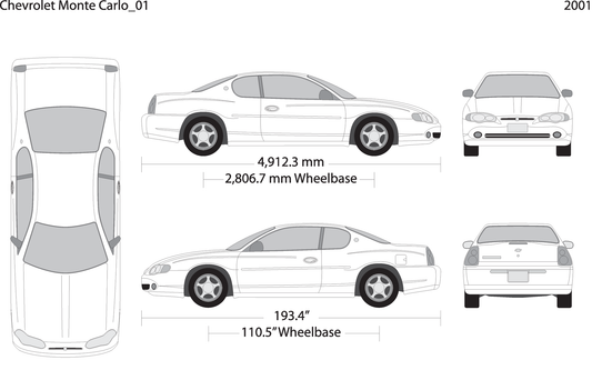 2001 Chevy Montcarl V01 Vehicle Wrap Template
