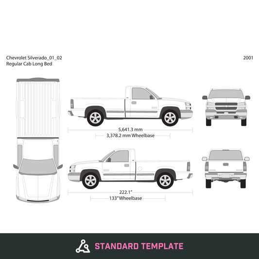 2001 Chevy Silverado 1500 vector wrap template V02, Design-Ready PDF - GravBase