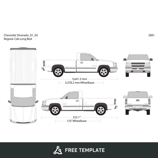2001 Chevy Silverado 1500 free vector vehicle wrap template - GravBase
