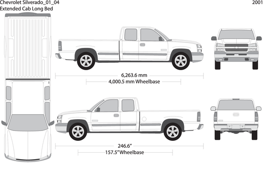 2001 Chevy Silverado 1500 V04 Vehicle Wrap Template