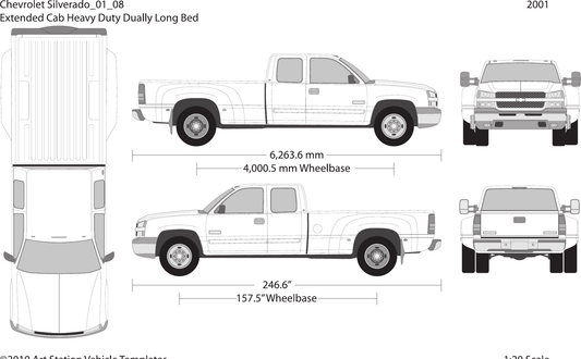 2001 Chevy Silverado 2500-3500 HD Vector Wrap Template - GravBase