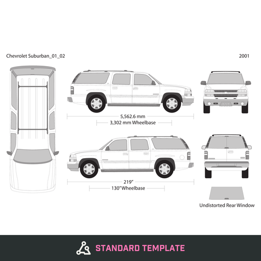2001 Chevy Suburban vector wrap template V02, Design-Ready PDF - GravBase
