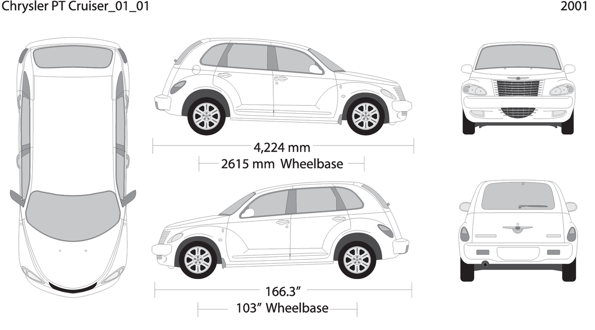 2001 Chrysler Pt Cruiser V01 Vehicle Wrap Template